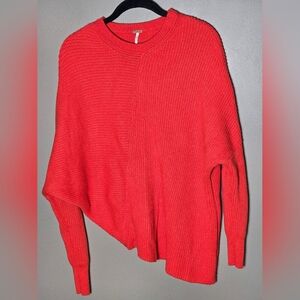 Free People Downtown Ribbed Asymetrical Oversize Quiet Luxury Sweater, XS